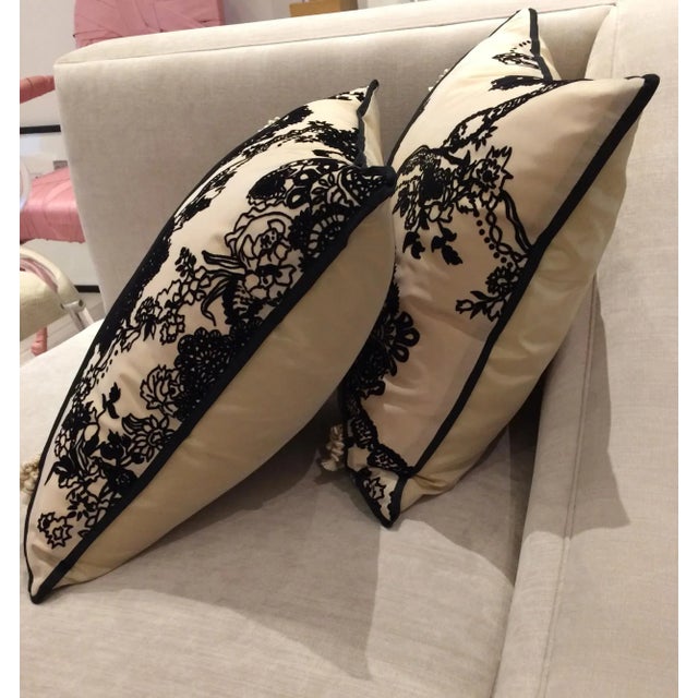 Contemporary DWM | MALOOS Contemporary Dia Noire Flocked Pillows - a Pair For Sale - Image 3 of 13