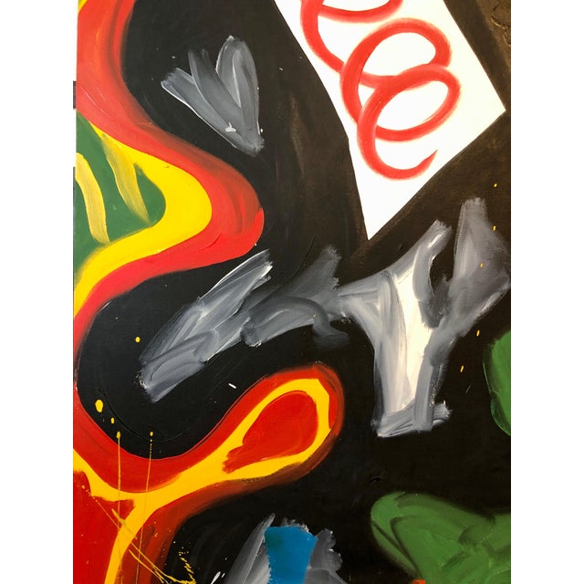 1970s Richard Hennessy, 1979 Large Colorful Abstract Oil Painting "Nightlife" Jazz Inspired Art, 1979 For Sale - Image 5 of 10