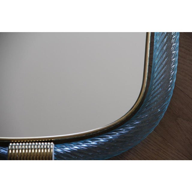 2000 - 2009 Twisted Sky Blue Murano Glass Mirror, 2000s For Sale - Image 5 of 18