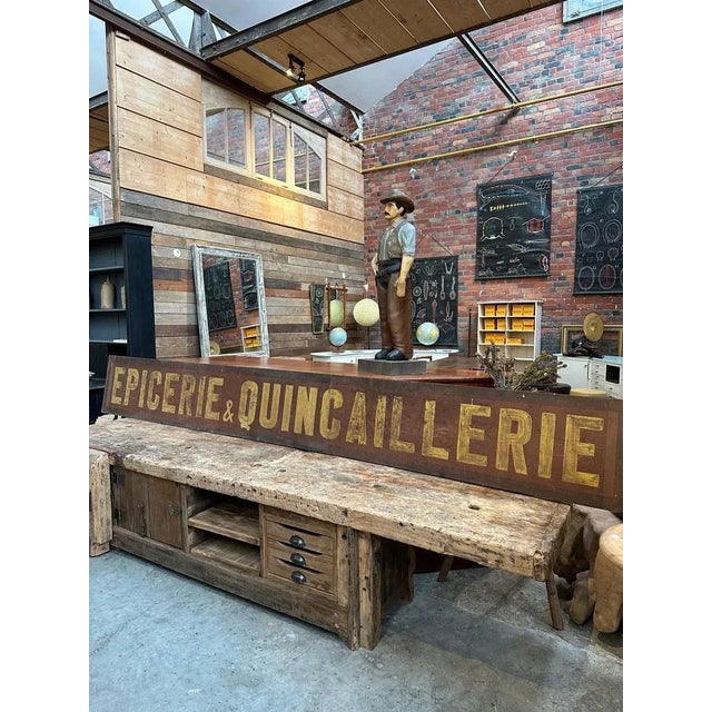 Large Store Sign in Painted Wood, 1950s For Sale - Image 3 of 5