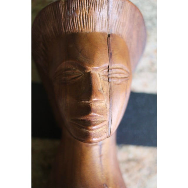 Mid 20th Century Carved Wood Head Sculpture For Sale - Image 10 of 10