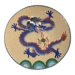 Late 20th Century Cloisonné Dragon Plate