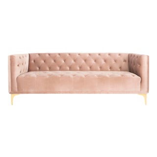 Contemporary Tufted Sofa in Mauve For Sale