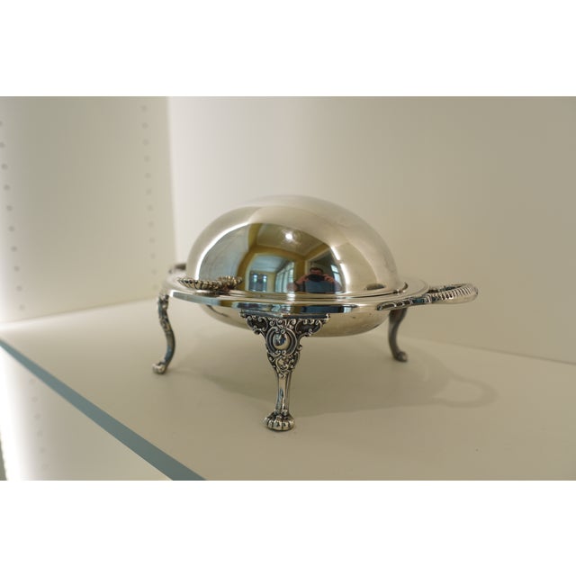 Metal Vintage Silverplate Roll-Top Dome Serving Dish For Sale - Image 7 of 18