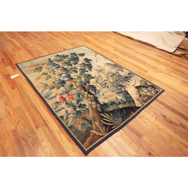 Marvelous Antique French Aubusson Silk and Wool Handwoven Tapestry, Origin: France, Circa Date: 18th Century This...