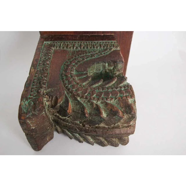 19th Century Indian Rajasthan Carved Wood Hindu Temple Architectural Corbel For Sale In Palm Springs - Image 6 of 12
