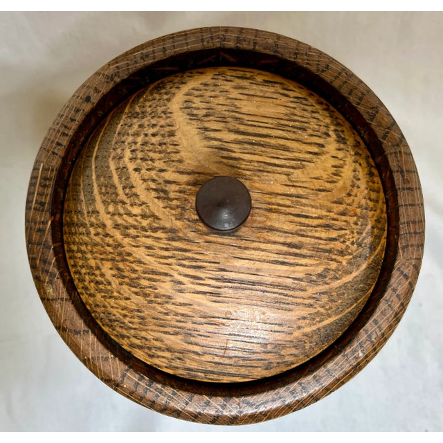 Antique Ceramic Lined Oak Wood Tea Jar/Caddy From England - Circa 1900 For Sale - Image 4 of 9