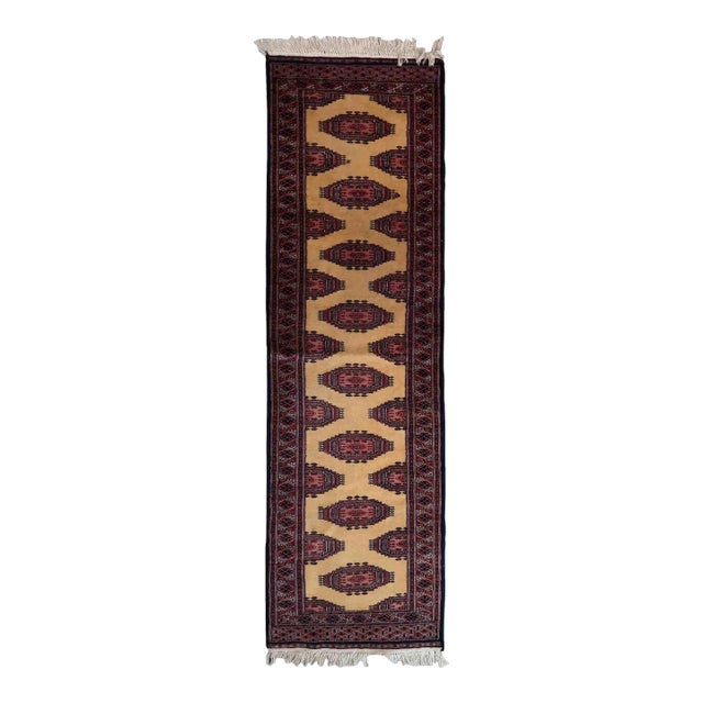 1970s Handmade Vintage Uzbek Bukhara Runner 2.1' X 6.8' For Sale