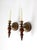 This pair of vintage Colonial Revival candle sconces has a handsome traditional profile with warm turned wood and softly...