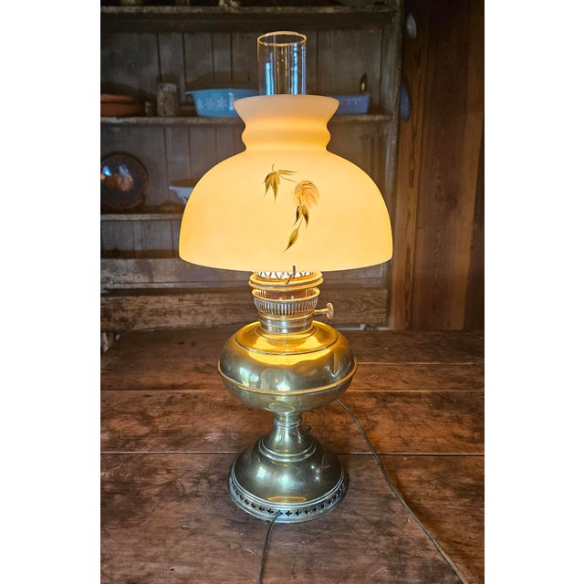 Bradley Hubbard Late 19th Century Bradley and Hubbard Lamp With Original Hand Painted Shade For Sale - Image 4 of 17