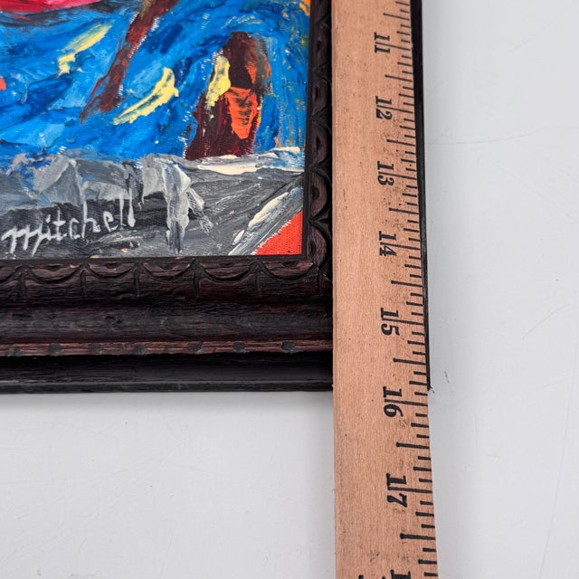 Vintage Modern Expressionist Figural Painting of Two Women in Carved Frame - Signed “Mitchell.” For Sale - Image 10 of 12