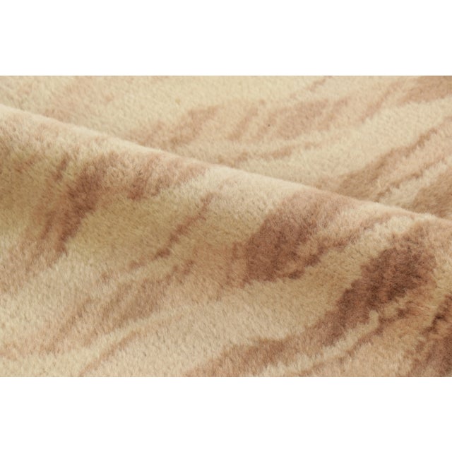 Beige Antique 20th Century Savonnerie Rug With Diagonal Stripes in Beige & Brown - Rug & Kilim For Sale - Image 8 of 9