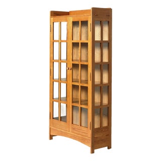 Mission Oak Display China Cabinet / Bookcase - Michael's Cherry - 39"w For Sale