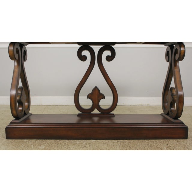 2000 - 2009 Councill Burl Walnut Petticoat Console Table W. Drawer For Sale - Image 5 of 13