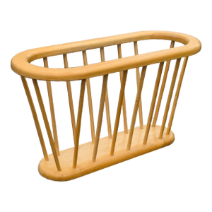 Vintage Oak Spindle Magazine Rack | Mid-Century Modern Newspaper Vinyl Record Stand | Arthur Umanoff Style Wood Storage