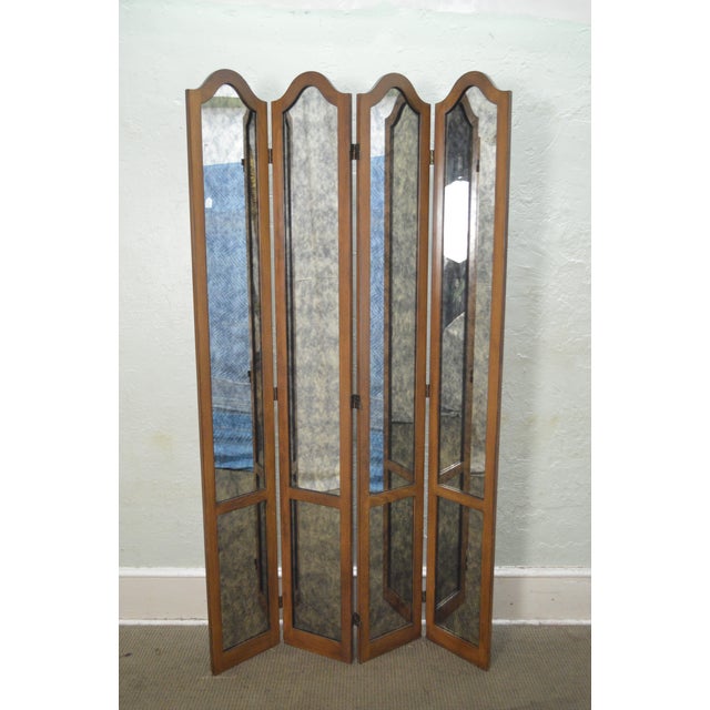 Hollywood Regency Mid Century Antiqued Mirror Folding Screen Room Divider Chairish