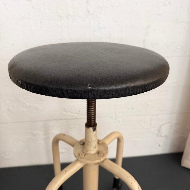 Early 2oth Century Industrial Painted Steel Adjustable Apothecary Swivel Stool For Sale In New York - Image 6 of 6