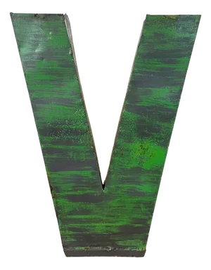 Large Vintage Green Iron Facade LetterV, 1970s