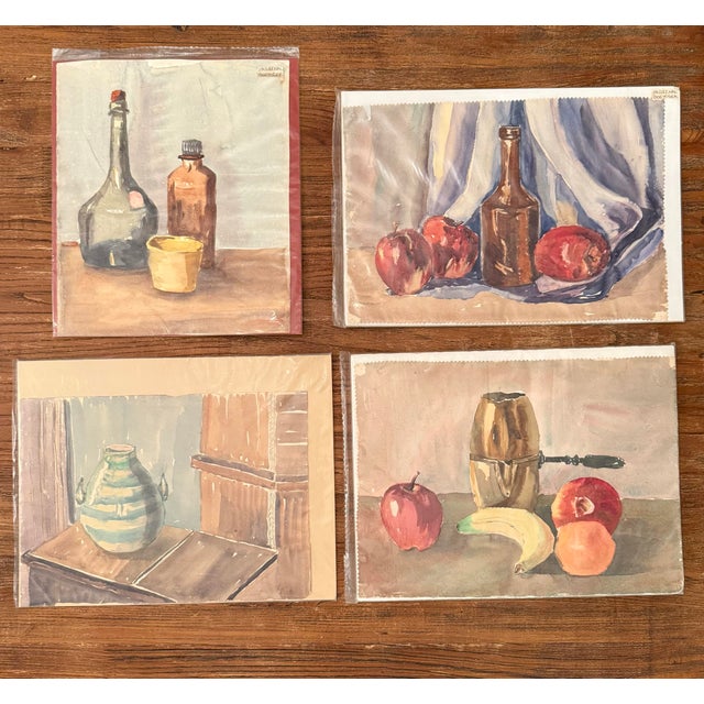 1950s Set of 4 - Original Watercolor Still-Life Paintings by Mabel Boettger For Sale - Image 12 of 12