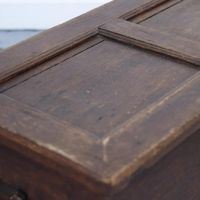 Weathered Antique Rustic Oak 18th Century Chest For Sale - Image 5 of 14