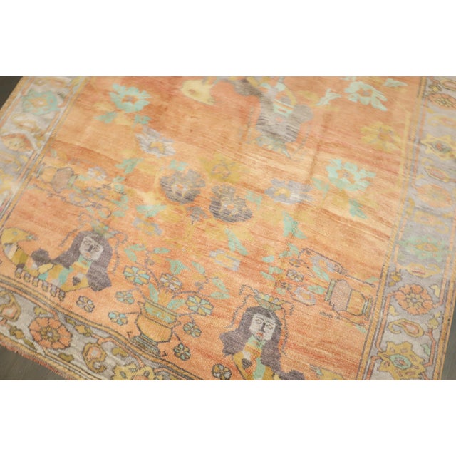Mid 20th Century Vintage Zabihi Collection Peach Orange Turkish Anatolian Mermaid Rug - 5'8" x 7'4" For Sale - Image 5 of 11