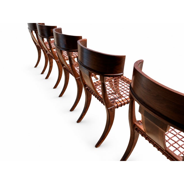 2000 - 2009 Walnut Klismos Dining Chairs Set of 6 For Sale - Image 5 of 6