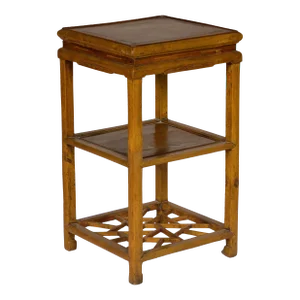 Qing Dynasty Three-Tier Accent Lamp Table with Geometric Shelf
