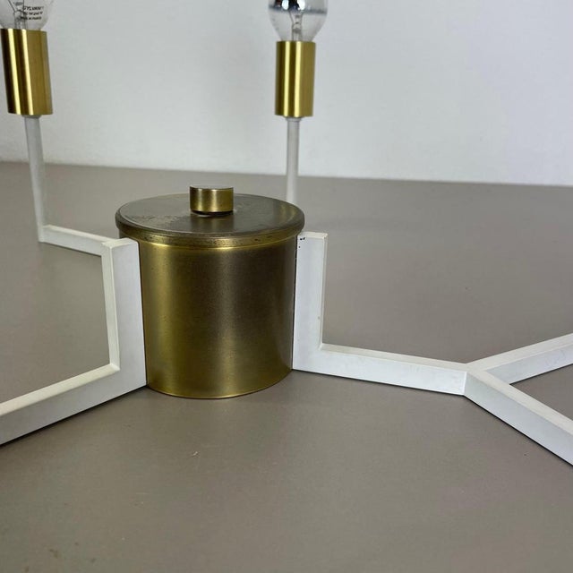Large Brass Italian Cubic Sputnik Ceiling Light Flush Mount in the manner of Stilnovo, Gio Ponti, Italy, 1960s For Sale - Image 12 of 18