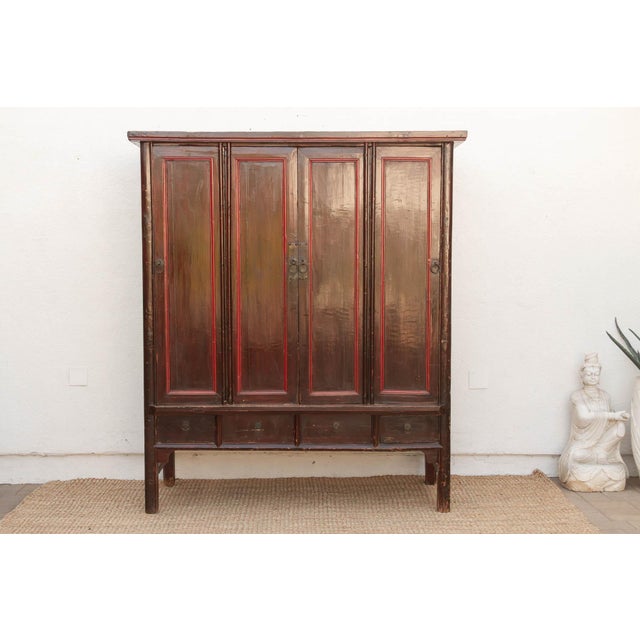 19th Century Chinese Painted & Lacquered Armoire For Sale - Image 11 of 11