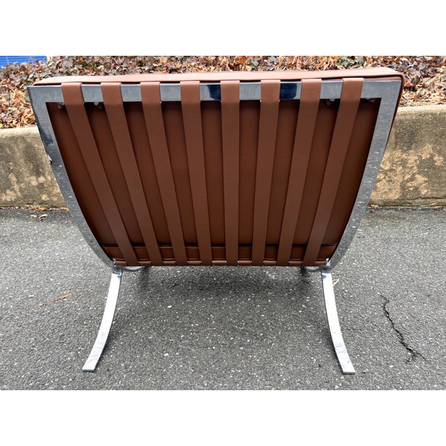Mid 20th Century Set of 4 Vintage Knoll Barcelona Chairs by Mies Van Der Rohe Brown Leather Lounge Mid-Century For Sale - Image 5 of 15