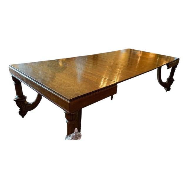 Antique Hand Carved Oak Jacobean Dining Table, For Sale