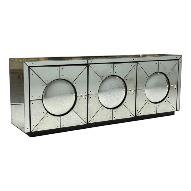 Art Deco Style, Painted Wood, Antique Glass, Mirrored Sideboard or Credenza For Sale