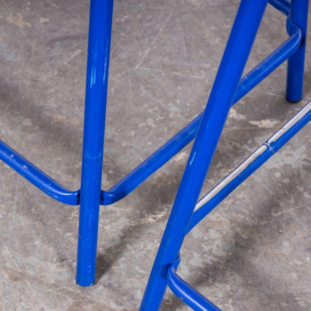 French Bright Blue Laboratory Stools, 1970s, Set of 6 For Sale - Image 12 of 18