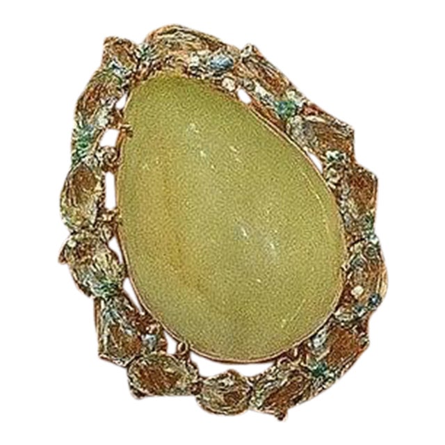 Bochic "Capri" Vintage Natural Aquamarine Ring Set In 18K White Gold & Silver For Sale