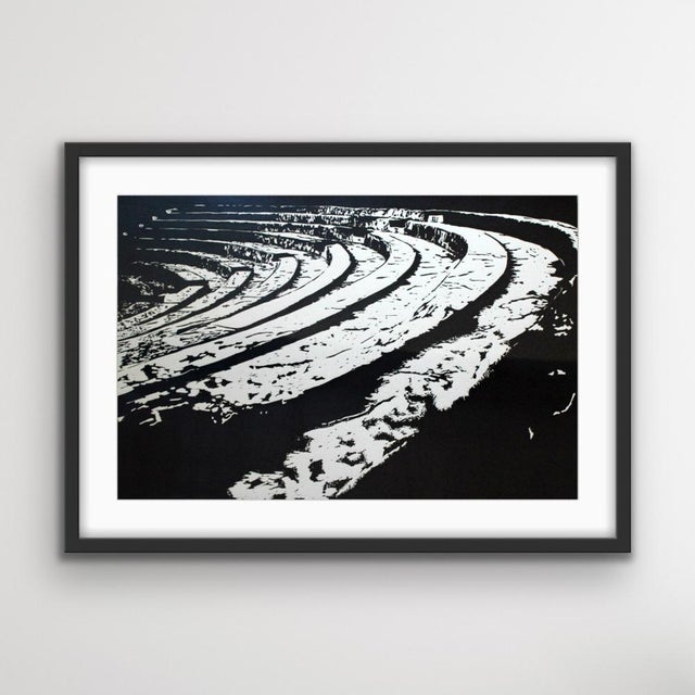 Linocut on paper, 4/20, signed, paper 100 x 70 cm. one of the photos shows mock framing. the work is not delivered framed....