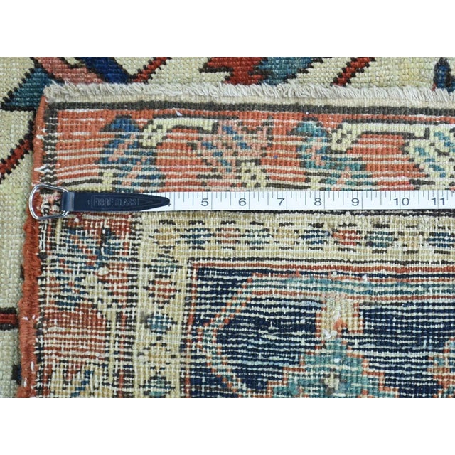 1890 Antique Persian Serapi Rust & Navy Medallion Rug For Sale - Image 4 of 13