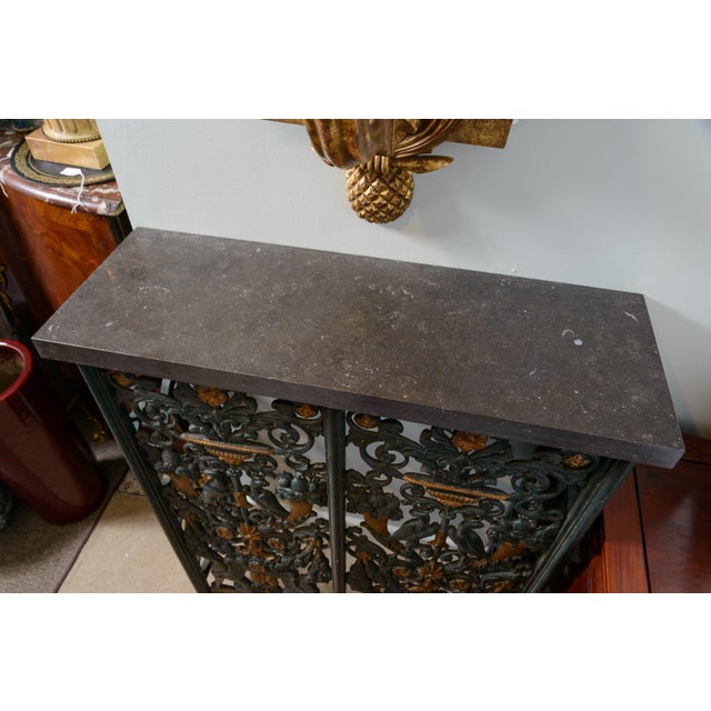 Marble and steel decorative register case. Brass accents