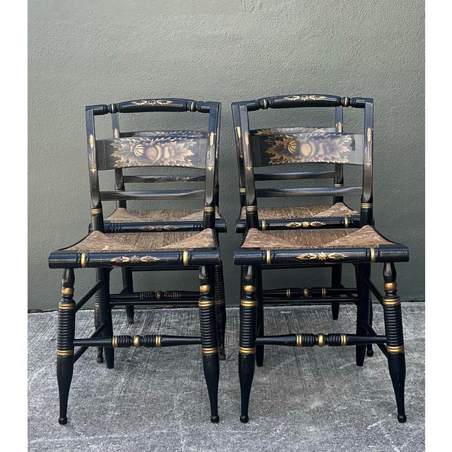 Wood Vintage Hand Painted Hitchcock Chairs - Set of 4 For Sale - Image 7 of 12