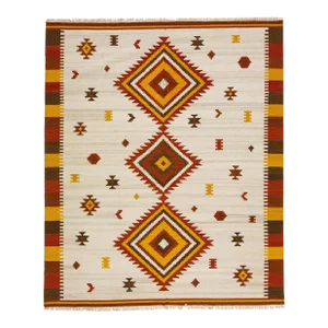 2020s Modern Kilim Handmade Multicolor Geometric Wool Rug