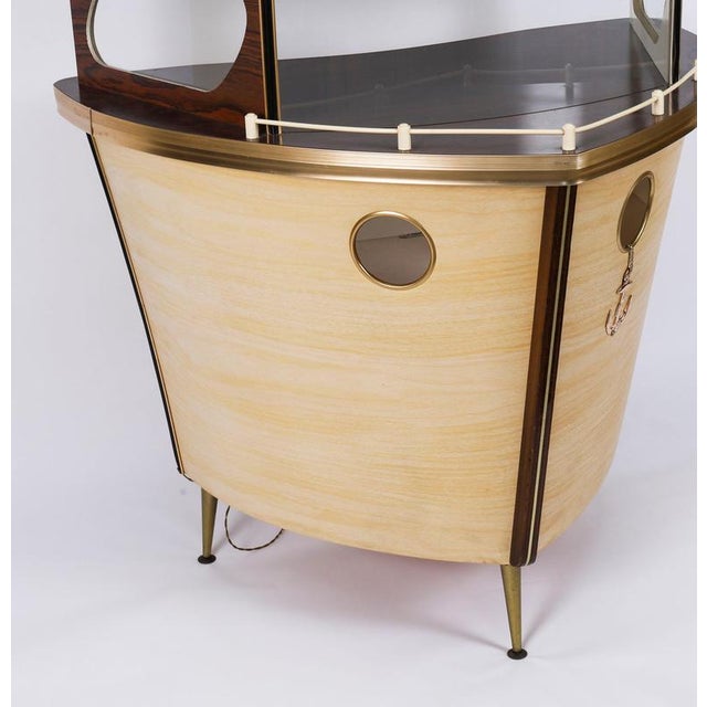 Vintage Modernist Boat Cocktail Bar by Umberto Mascagni for Harrods, 1950s For Sale - Image 12 of 18