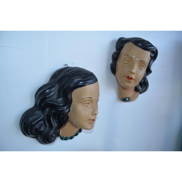 Art Deco Mid Century Women's Face Masks - a Pair For Sale - Image 3 of 13