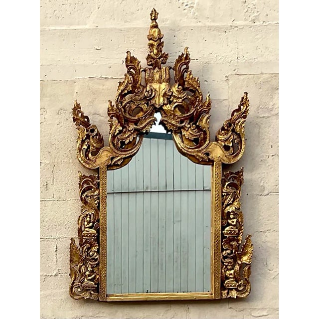 Vintage Boho Gilt Temple Mirror For Sale - Image 9 of 9