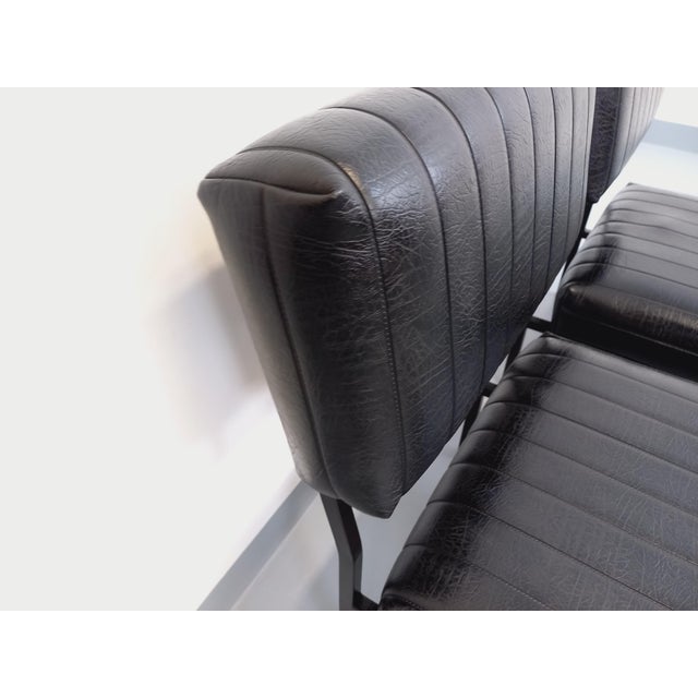 Metal Vintage Modernist Lounge Chairs in Black Imitation Leather and Metal, 1960s, Set of 2 For Sale - Image 7 of 18