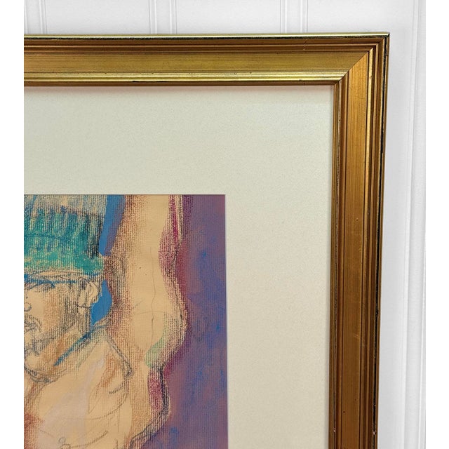 Vintage Abstract Male Expressionist Nude Pastel Signed Original Art - 2x3 For Sale - Image 6 of 10