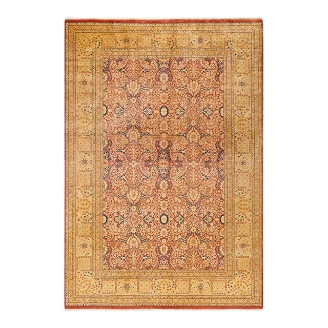 Mogul, One-of-a-Kind Hand-Knotted Area Rug in Orange, 6' 1" x 8' 10" For Sale