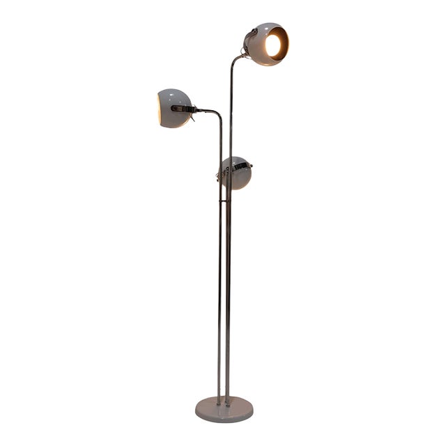 1970s Sonneman 3-Arm Oscillating Floor Lamp in Chrome and White For Sale