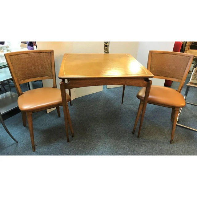 Mid-Century Modern William A. Berkey for John Widdicomb Walnut Side Chairs With Faux Leather Seats - A Pair For Sale - Image 11 of 12