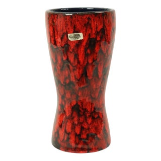 Vintage Red Vase in Fat Lava Glaze from Scheurich Keramik, 1960s For Sale