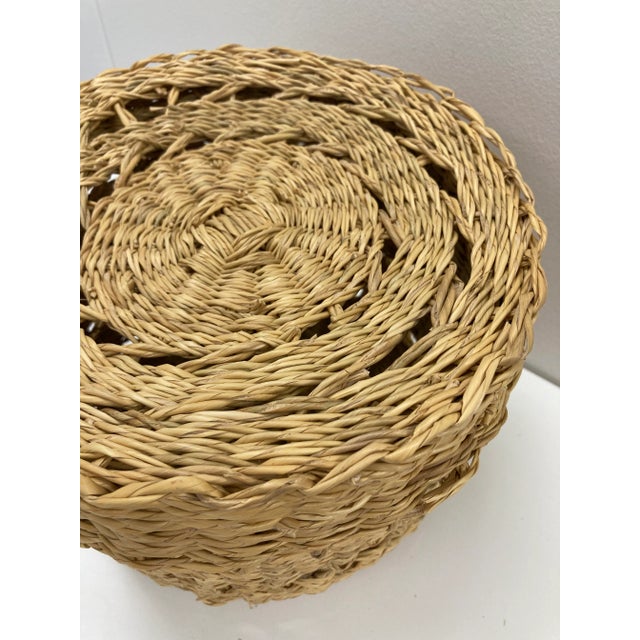 Storage Basket With Lid Handwoven Lace Grass For Sale In San Francisco - Image 6 of 8