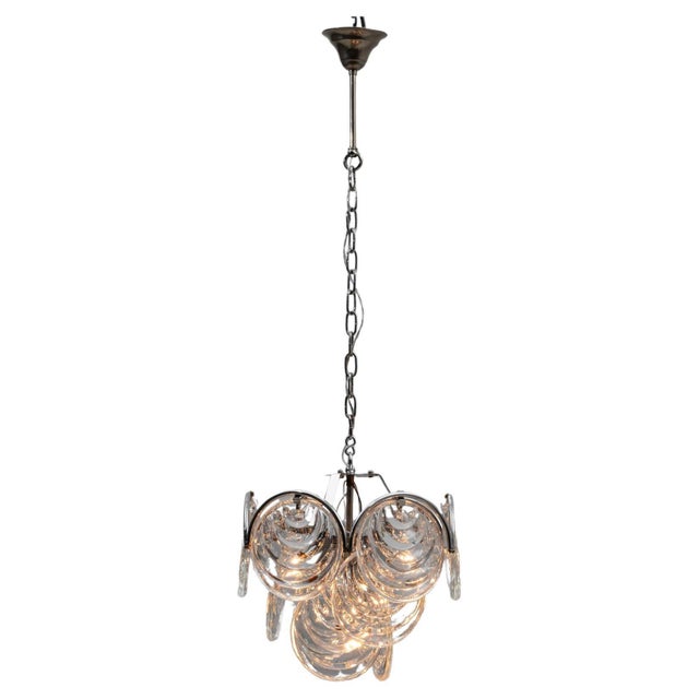 20th Century Italian Mid-Century Murano Style Glass Disc Chandelier For Sale - Image 15 of 18